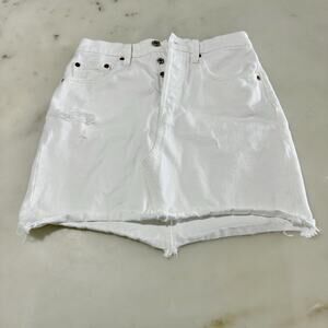Levi’s Premium Sz 27 White Denim Skirt Button Fly A-Line Short Cowgirl Country